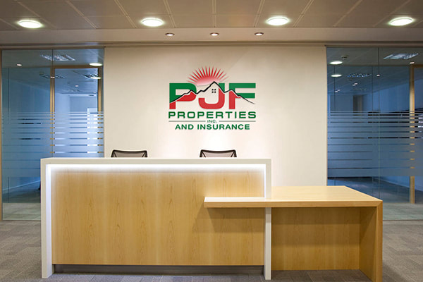 PJF Properties and Insurance printed on the wall